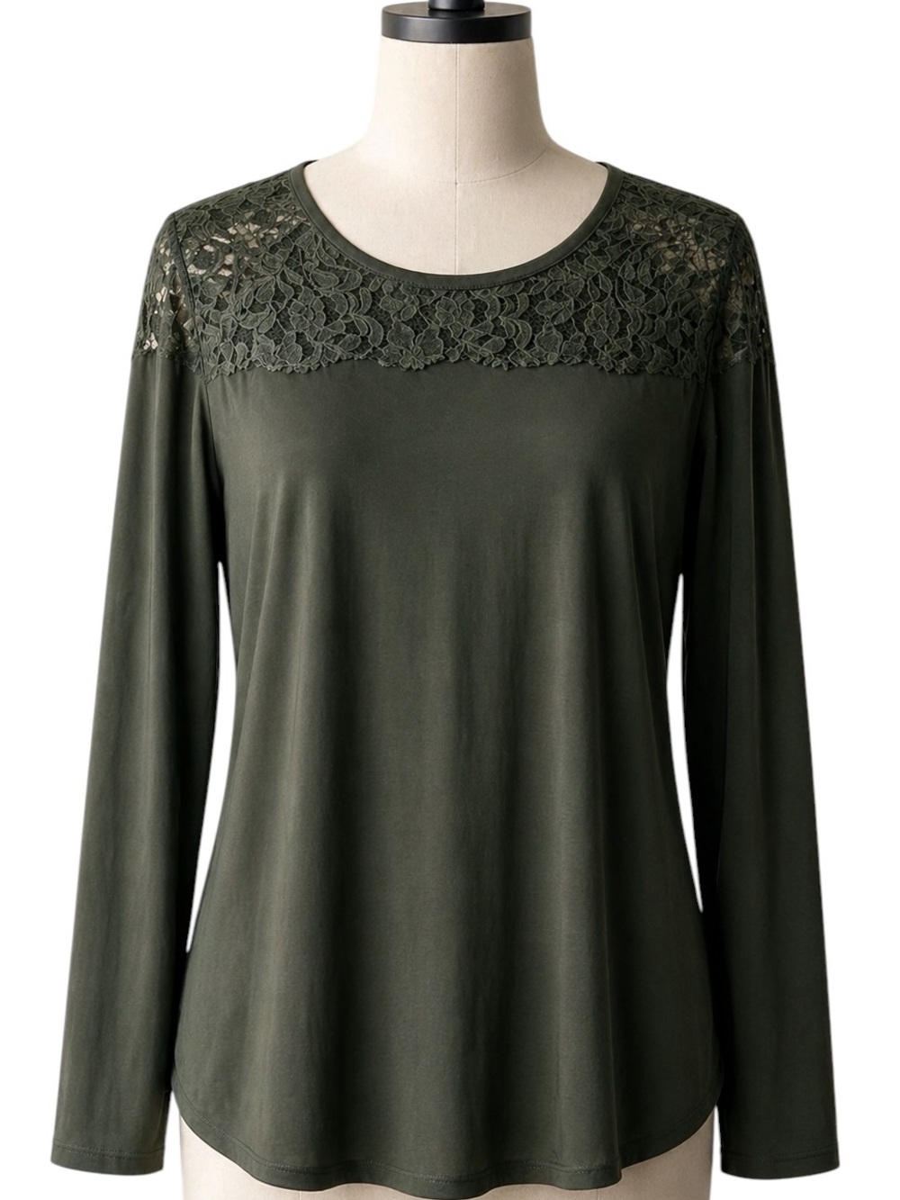 Old Navy Olive Green Lace Trim Long Sleeve‎ Tunic, Size XL